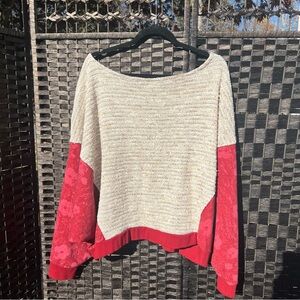 Anthropologie Saturday Sunday Two-Toned Top, red/cream, Size XL